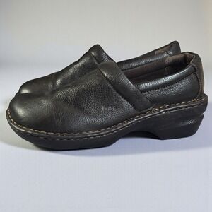 BOC Born Concepts Slip On Clogs Womens Size 9.5 Black Leather Comfort Shoes